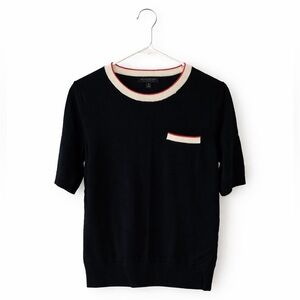 Banana Republic Black Sweater with Red and White Accents